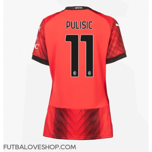 Dres AC Milan Christian Pulisic #11 Domáci pre Ženy 2023-24 Krátky Rukáv
